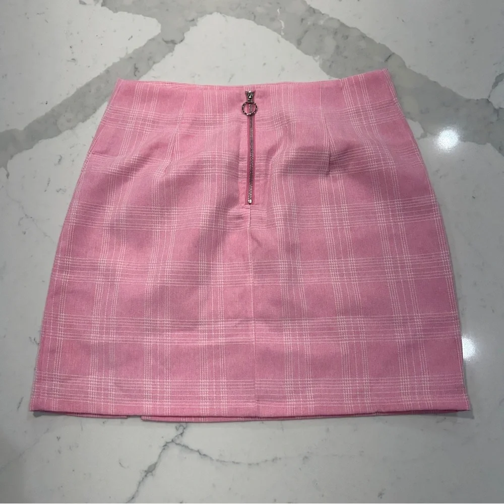 SUPERDOWN Pink Plaid Mini Skirt SMALL - Picture 3 of 4